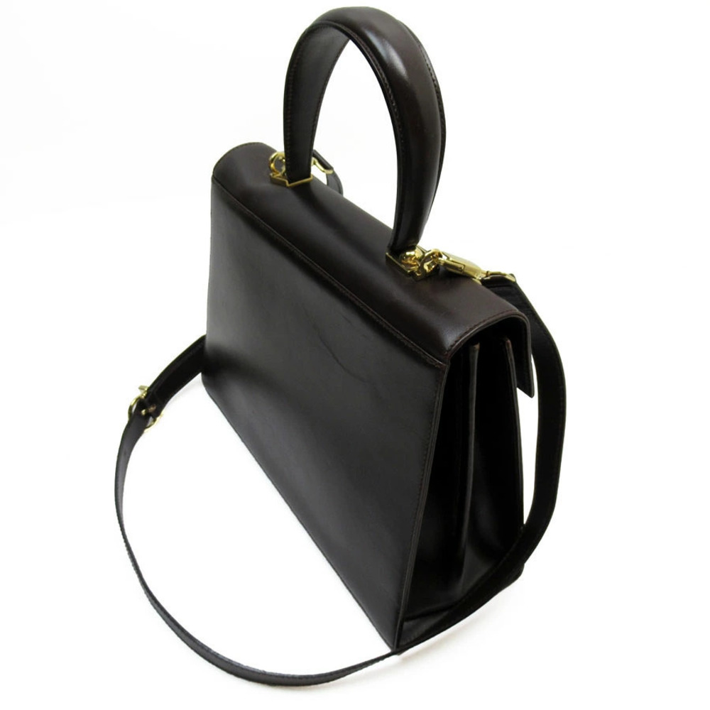 Salvatore Ferragamo gold Shoulder brown Bag leather Gancini 2way Gold Brown